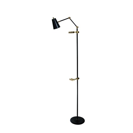 River North Easel Floor Lamp Black And Antique Brass Accents Spot Light Shade